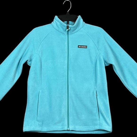 Columbia Youth Girls Full Zip Fleece Jacket Size 18 (XL) Aqua Zip Pockets - Picture 11 of 13